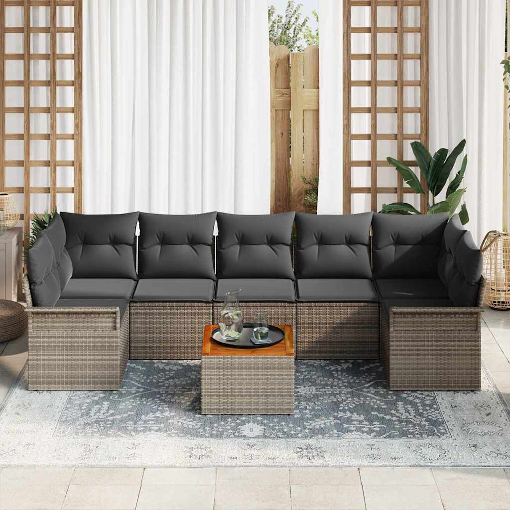 Garten-Sofa-Set mit Kissen 8 pcs Grau 55 x 55 x 37 cm